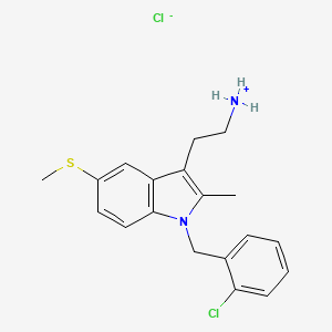 molecular formula C19H22Cl2N2S B1673199 2-[1-[(2-Chlorophenyl)methyl]-2-methyl-5-methylsulfanylindol-3-yl]ethylazanium;chloride CAS No. 1071544-43-8