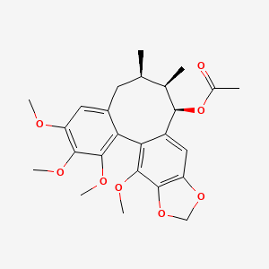 molecular formula C25H30O8 B1673268 (3,4,5,19-tetramethoxy-9,10-dimethyl-15,17-dioxatetracyclo[10.7.0.02,7.014,18]nonadeca-1(19),2,4,6,12,14(18)-hexaen-11-yl) acetate CAS No. 51670-40-7