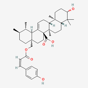 molecular formula C39H54O6 B1673294 (1S,2R,4aS,6aR,6aR,6bR,8aR,10S,12aR,14bS)-10-hydroxy-4a-[[(Z)-3-(4-hydroxyphenyl)prop-2-enoyl]oxymethyl]-1,2,6b,9,9,12a-hexamethyl-2,3,4,5,6,6a,7,8,8a,10,11,12,13,14b-tetradecahydro-1H-picene-6a-carboxylic acid CAS No. 165171-15-3