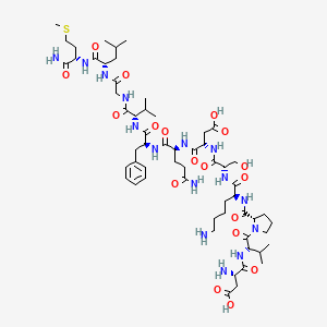 molecular formula C59H95N15O18S B1673302 L-alpha-Aspartyl-L-valyl-L-prolyl-L-lysyl-L-seryl-L-alpha-aspartyl-L-glutaminyl-L-phenylalanyl-L-valylglycyl-L-leucyl-L-methioninamide CAS No. 63968-82-1