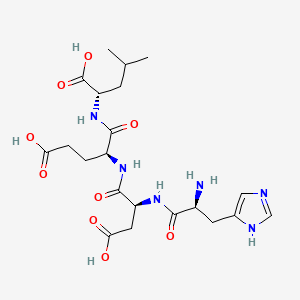 B1673306 Histidyl-aspartyl-glutamyl-leucine CAS No. 129623-52-5