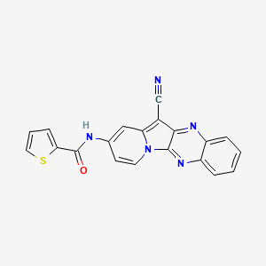 molecular formula C20H11N5OS B1673309 N-(12-cyanoindolizino[2,3-b]quinoxalin-2-yl)thiophene-2-carboxamide CAS No. 487020-03-1
