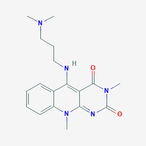 molecular formula C18H23N5O2 B1673312 5-[3-(Dimethylamino)propylamino]-3,10-dimethylpyrimido[4,5-b]quinoline-2,4-dione CAS No. 502137-98-6