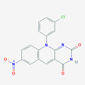 molecular formula C17H9ClN4O4 B1673313 10-(3-Chlorophenyl)-7-nitropyrimido[4,5-b]quinoline-2,4-dione CAS No. 317326-90-2