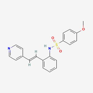 molecular formula C20H18N2O3S B1673315 (E)-4-(2-(2-(N-(4-Methoxybenzenesulfonyl)amino)phenyl)ethenyl)pyridine CAS No. 173528-92-2