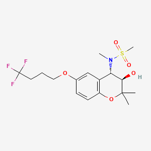 molecular formula C18H26F3NO5S B1673319 (3R,4S)-(+)-N-(3-hydroxy-2,2-dimethyl-6-(4,4,4-trifluorobutoxy)chroman-4-yl)-N-methylmethanesulfonamide CAS No. 223749-46-0