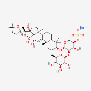 molecular formula C41H64NaO18S B1673335 sodium;[6-[[(2S,5R,6S,9S,13S)-6-(5,5-dimethyloxolan-2-yl)-5,10-dihydroxy-2,6,13,17,17-pentamethyl-8-oxo-7-oxapentacyclo[10.8.0.02,9.05,9.013,18]icos-11-en-16-yl]oxy]-4-hydroxy-5-(3,4,5-trihydroxy-6-methyloxan-2-yl)oxyoxan-3-yl] sulfate CAS No. 11052-32-7