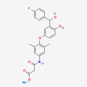 molecular formula C24H21FNNaO6 B1673350 Propanoic acid, 3-((4-(3-((4-fluorophenyl)hydroxymethyl)-4-hydroxyphenoxy)-3,5-dimethylphenyl)amino)-3-oxo-, monosodium salt CAS No. 373641-87-3