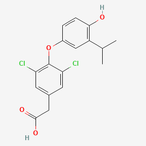 molecular formula C17H16Cl2O4 B1673361 {3,5-Dichloro-4-[4-Hydroxy-3-(Propan-2-Yl)phenoxy]phenyl}acetic Acid CAS No. 219691-94-8
