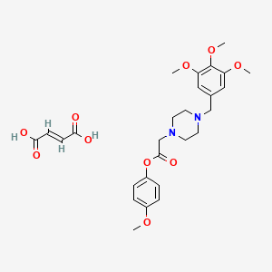molecular formula C27H34N2O10 B1673362 1-(3,4,5-Trimethoxybenzyl)-4-((4-methoxyphenyl)oxycarbonylmethyl)piperazine CAS No. 129200-10-8