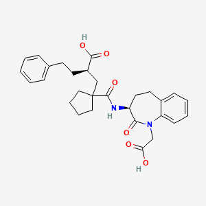 molecular formula C29H34N2O6 B1673368 (2R)-2-[[1-[[(3S)-1-(carboxymethyl)-2-oxo-4,5-dihydro-3H-1-benzazepin-3-yl]carbamoyl]cyclopentyl]methyl]-4-phenylbutanoic acid CAS No. 182821-29-0