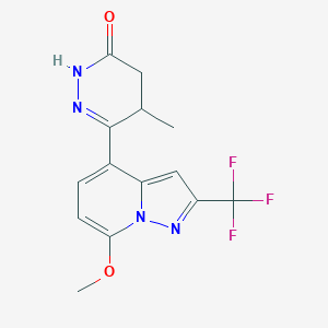 molecular formula C14H13F3N4O2 B1673371 6-(7-Methoxy-2-trifluoromethylpyrazolo[1,5-a]pyridin-4-yl)-5-methyl-4,5-dihydro-2H-pyridazin-3-one CAS No. 909719-71-7