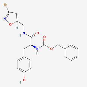molecular formula C21H22BrN3O5 B1673372 benzyl N-[(2S)-1-[(3-bromo-4,5-dihydro-1,2-oxazol-5-yl)methylamino]-3-(4-hydroxyphenyl)-1-oxopropan-2-yl]carbamate CAS No. 744198-19-4