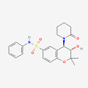 molecular formula C22H26N2O5S B1673375 (3S,4R)-3-hydroxy-2,2-dimethyl-4-(2-oxopiperidin-1-yl)-N-phenylchromane-6-sulfonamide CAS No. 185695-83-4