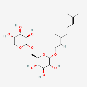 molecular formula C21H36O10 B1673392 (2S,3R,4S,5S,6R)-2-[(2E)-3,7-dimethylocta-2,6-dienoxy]-6-[[(2S,3R,4S,5S)-3,4,5-trihydroxyoxan-2-yl]oxymethyl]oxane-3,4,5-triol CAS No. 152520-94-0