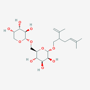 B1673393 beta-D-Glucopyranoside, (2S)-5-methyl-2-(1-methylethenyl)-4-hexenyl 6-O-alpha-L-arabinopyranosyl- CAS No. 152468-89-8