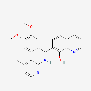 molecular formula C25H25N3O3 B1673410 7-[(3-Ethoxy-4-methoxyphenyl)-[(4-methylpyridin-2-yl)amino]methyl]quinolin-8-ol CAS No. 430462-93-4
