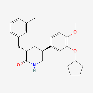 B1673415 (3S,5S)-5-(3-(Cyclopentyloxy)-4-methoxyphenyl)-3-(3-methylbenzyl)piperidin-2-one CAS No. 617720-02-2