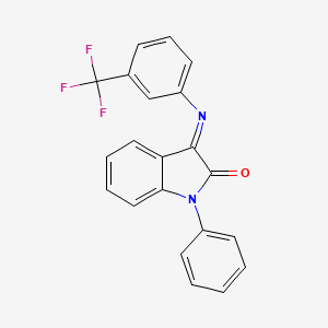 molecular formula C21H13F3N2O B1673417 1-Phenyl-3-[[3-(trifluoromethyl)phenyl]imino]-1h-indol-2-one CAS No. 303149-14-6