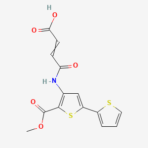 B1673419 (E)-4-[(2-methoxycarbonyl-5-thiophen-2-ylthiophen-3-yl)amino]-4-oxobut-2-enoic acid CAS No. 682741-29-3
