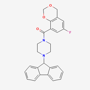molecular formula C26H23FN2O3 B1673420 [4-(9H-fluoren-9-yl)piperazin-1-yl]-(6-fluoro-4H-1,3-benzodioxin-8-yl)methanone CAS No. 706758-28-3