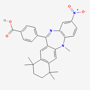 B1673426 4-(5,7,7,10,10-Pentamethyl-2-nitro-8,9-dihydronaphtho[2,3-b][1,5]benzodiazepin-12-yl)benzoic acid CAS No. 188844-34-0