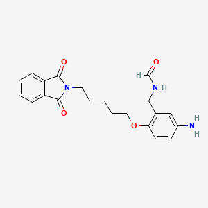 molecular formula C21H23N3O4 B1673539 Formamide, N-(5-amino-2-((5-(1,3-dioxoisoindolin-2-YL)pentyl)oxy)benzyl)- CAS No. 5819-82-9