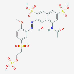 molecular formula C21H21N3O15S4 B167362 5-(Acetylamino)-4-hydroxy-3-((2-methoxy-5-((2-(sulphooxy)ethyl)sulphonyl)phenyl)azo)naphthalene-2,7-disulphonic acid CAS No. 10116-15-1