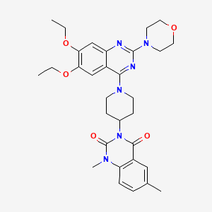 B1673621 3-{1-[6,7-Diethoxy-2-(morpholin-4-yl)quinazolin-4-yl]piperidin-4-yl}-1,6-dimethyl-1,2,3,4-tetrahydroquinazoline-2,4-dione CAS No. 178750-21-5