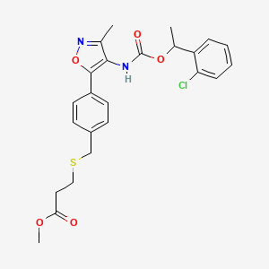 Methyl 3-((4-(4-(((1-(2-chlorophenyl)ethoxy)carbonyl)amino)-3-methylisoxazol-5-yl)benzyl)thio)propanoate