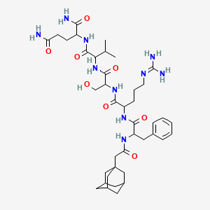 molecular formula C40H62N10O8 B1673661 2-[[2-[[2-[[2-[[2-[[2-(1-Adamantyl)acetyl]amino]-3-phenylpropanoyl]amino]-5-(diaminomethylideneamino)pentanoyl]amino]-3-hydroxypropanoyl]amino]-3-methylbutanoyl]amino]pentanediamide CAS No. 113584-00-2