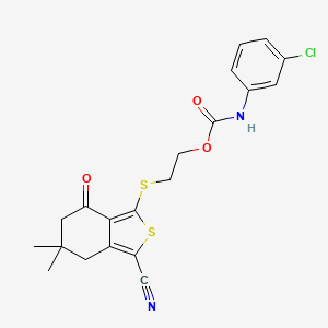 2-[(3-cyano-5,5-dimethyl-7-oxo-4,6-dihydro-2-benzothiophen-1-yl)sulfanyl]ethyl N-(3-chlorophenyl)carbamate
