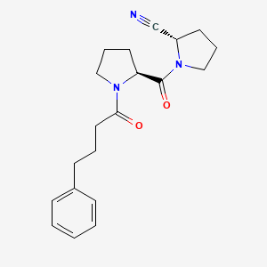 molecular formula C20H25N3O2 B1673679 (2s)-1-[1-(4-Phenylbutanoyl)-L-Prolyl]pyrrolidine-2-Carbonitrile CAS No. 796874-99-2