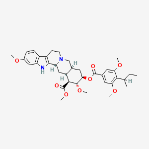 molecular formula C36H46N2O8 B1673686 Methyl (1R,15S,17R,18R,19S,20S)-17-(4-butan-2-yl-3,5-dimethoxybenzoyl)oxy-6,18-dimethoxy-1,3,11,12,14,15,16,17,18,19,20,21-dodecahydroyohimban-19-carboxylate CAS No. 55729-37-8