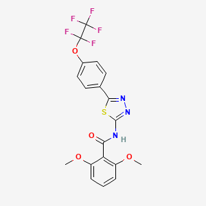 molecular formula C19H14F5N3O4S B1673688 2,6-Dimethoxy-N-(5-(4-(pentafluoroethoxy)phenyl)-1,3,4-thiadiazol-2-yl)benzamide CAS No. 70057-62-4
