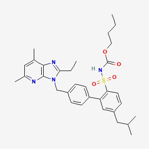 molecular formula C32H40N4O4S B1673699 butyl N-[2-[4-[(2-ethyl-5,7-dimethylimidazo[4,5-b]pyridin-3-yl)methyl]phenyl]-4-(2-methylpropyl)phenyl]sulfonylcarbamate 