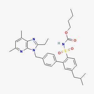 molecular formula C32H40N4O4S B1673699 butyl N-[2-[4-[(2-ethyl-5,7-dimethylimidazo[4,5-b]pyridin-3-yl)methyl]phenyl]-4-(2-methylpropyl)phenyl]sulfonylcarbamate CAS No. 169281-92-9