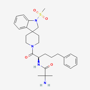 molecular formula C28H38N4O4S B1673700 2-amino-2-methyl-N-[(2R)-1-(1-methylsulfonylspiro[2H-indole-3,4'-piperidine]-1'-yl)-1-oxo-5-phenylpentan-2-yl]propanamide CAS No. 159634-54-5