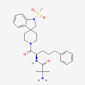 molecular formula C28H39ClN4O4S B1673700 2-amino-2-methyl-N-[(2R)-1-(1-methylsulfonylspiro[2H-indole-3,4'-piperidine]-1'-yl)-1-oxo-5-phenylpentan-2-yl]propanamide CAS No. 159634-54-5