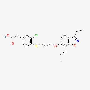 molecular formula C23H26ClNO4S B1673702 2-[3-Chloro-4-[3-[(3-ethyl-7-propyl-1,2-benzoxazol-6-yl)oxy]propylsulfanyl]phenyl]acetic acid CAS No. 194608-76-9