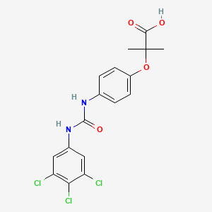 molecular formula C17H15Cl3N2O4 B1673715 2-(4-(3,4,5-Trichlorophenylureido)phenoxy)-2-methylpropionic acid CAS No. 121809-82-3