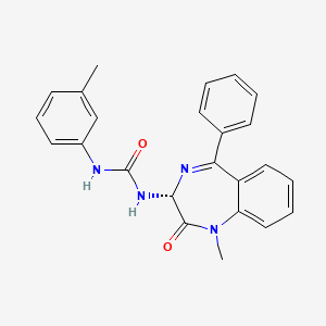 molecular formula C24H22N4O2 B1673720 N-[(3R)-2,3-Dihydro-1-methyl-2-oxo-5-phenyl-1H-1,4-benzodiazepin-3-yl]-N'-(3-methylphenyl)urea CAS No. 118101-09-0