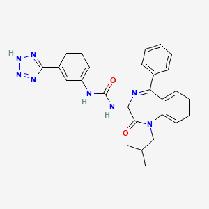 molecular formula C27H26N8O2 B1673724 1-[1-(2-methylpropyl)-2-oxo-5-phenyl-3H-1,4-benzodiazepin-3-yl]-3-[3-(2H-tetrazol-5-yl)phenyl]urea CAS No. 145878-31-5