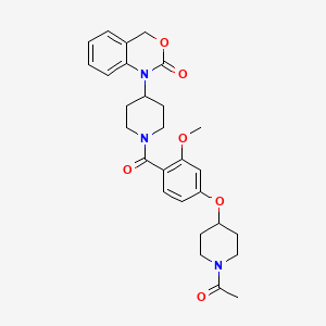 molecular formula C28H33N3O6 B1673725 1-[1-[4-(1-acetylpiperidin-4-yl)oxy-2-methoxybenzoyl]piperidin-4-yl]-4H-3,1-benzoxazin-2-one CAS No. 162042-44-6