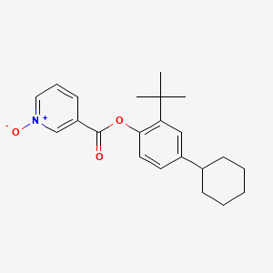 molecular formula C22H27NO3 B1673728 Nicotinic acid, 2-tert-butyl-4-cyclohexylphenyl ester, 1-oxide CAS No. 95240-93-0