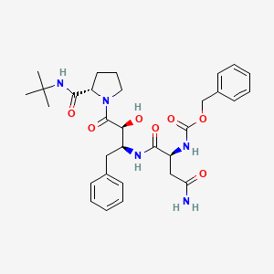molecular formula C31H41N5O7 B1673732 L-Prolinamide, N2-((phenylmethoxy)carbonyl)-L-asparaginyl-(2S,3S)-2-hydroxy-4-phenyl-3-aminobutanoyl-N-(1,1-dimethylethyl)- CAS No. 139694-65-8
