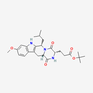 molecular formula C26H35N3O5 B1673739 tert-Butyl 3-((3S,6S,12aS)-6-isobutyl-9-methoxy-1,4-dioxo-1,2,3,4,6,7,12,12a-octahydropyrazino[1',2':1,6]pyrido[3,4-b]indol-3-yl)propanoate CAS No. 461054-93-3