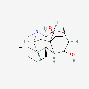 molecular formula C20H27NO2 B1673741 (1S,5R,8R,9S,11R,13R,14R,16S,17R,18S,19S)-5-methyl-12-methylidene-7-azaheptacyclo[9.6.2.01,8.05,17.07,16.09,14.014,18]nonadecane-13,19-diol CAS No. 27530-78-5