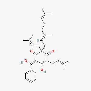 molecular formula C33H42O4 B1673747 (6Z)-2-[(2E)-3,7-dimethylocta-2,6-dienyl]-5-hydroxy-6-[hydroxy(phenyl)methylidene]-2,4-bis(3-methylbut-2-enyl)cyclohex-4-ene-1,3-dione CAS No. 81827-55-6