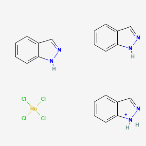 molecular formula C21H19Cl4N6Ru+ B1673759 1H-indazole;1H-indazol-1-ium;tetrachlororuthenium CAS No. 124875-20-3